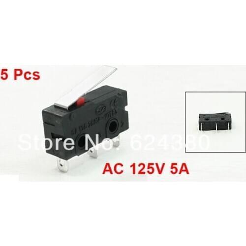 5 Pcs / Lot x AC 125V 5A 3 Pin Short Straight Hinge Lever Miniature Micro Switch E-Switch SPDT 1 NO 1 NC