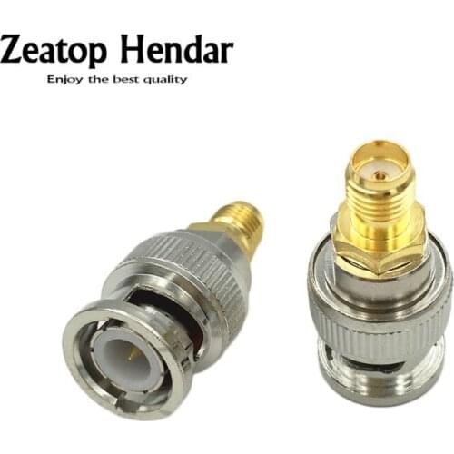50Pcs Brass BNC Male Plug to SMA Female Jack Straight RF Coax Adapter 50ohm Connector High Quality