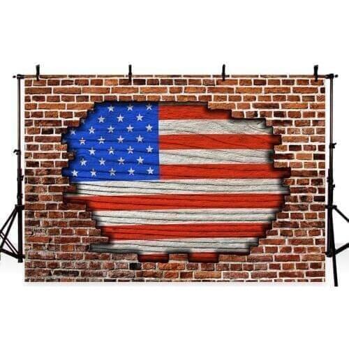 7x5 retro style photography background brick wall american flags photography backdrop for kids independence day photo studio