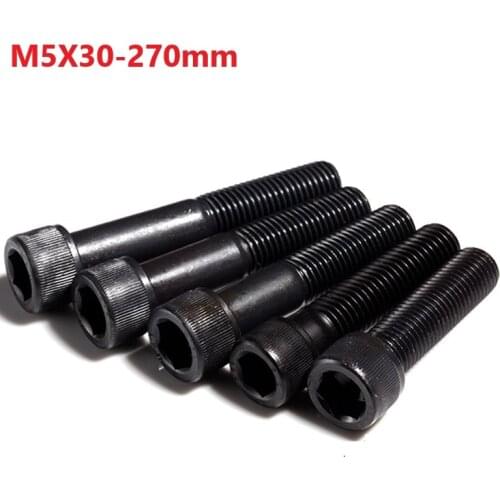 M5 Bolt 12.9 Grade Alloy Steel Black Hexgon Socket Screw 5mm X 30 40 80 90 230 240 250 260 270mm Extended Screw Half Tooth Bolt