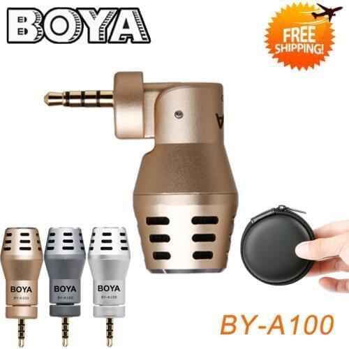 BOYA BY-A100 3.5mm TRRS Connection Mini Omni Directional Condenser Microphone for iphone7 / 6S /6 for iPod Touch