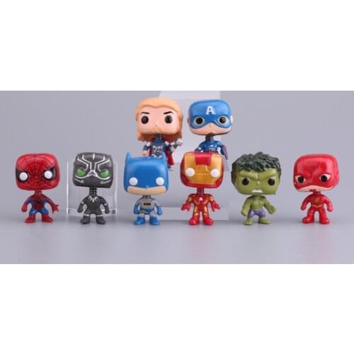 8 pcs Marvels Action Figure Toy PVC Model Doll Avengers Spiderman Iron Man Hulk Thor Captain Amercia Anime Gift For Children