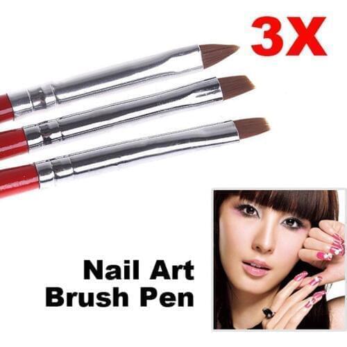 Hot Sale 3 x Soft Beauty Professional Pen Nail Art Brushes Tool Kits Set Decor