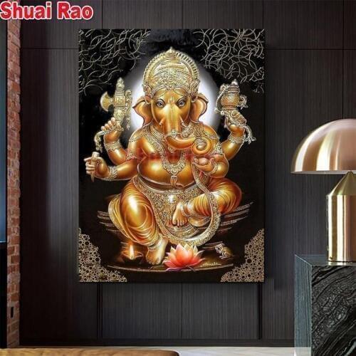 5d diy diamond painting Gold Ganesha Lord cross stitch diamond mosaic full square/round diamond embroidery religion gift