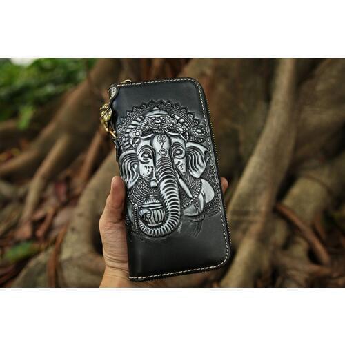 Free Shipping,japan style tanning cowhide Elephant wallet,mens zipper purse,multi-functional handbag.cool gift