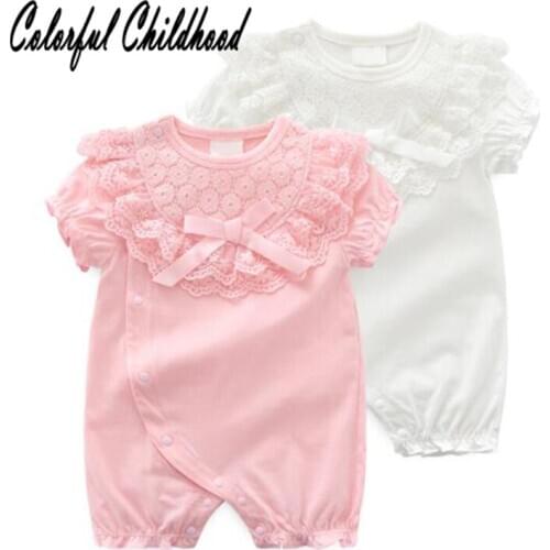 Newborn Baby Girls Lace short-sleeve Romper Cotton Jumpsuit Outfit Sunsuit cozy cotton infant Clothes 0-12M