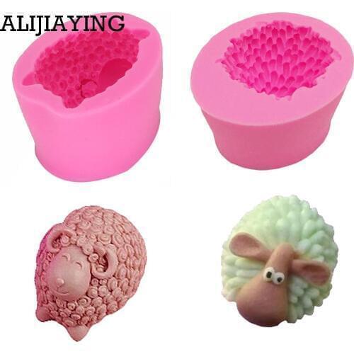 M0603 3D Sheep Animal Shape Silicone Mold Fondant Mold Sugar Craft Mould Chocolate Decoration Baking Tools Soap candles mold