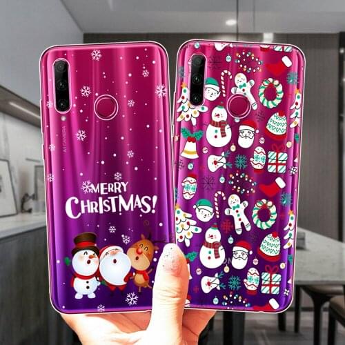 Cute Merry Christmas Santa Claus Elk Silicone Phone Case For Huawei Honor 30 10i 20i 9X 8X Mate 10 20 Lite Pro Soft Clear Cover