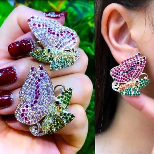 Missvikki New Trendy Luxury Original Shiny Butterfly Earrings Shiny Fashion Ladies Daily Party Show Earrings Jewelry Best Gift