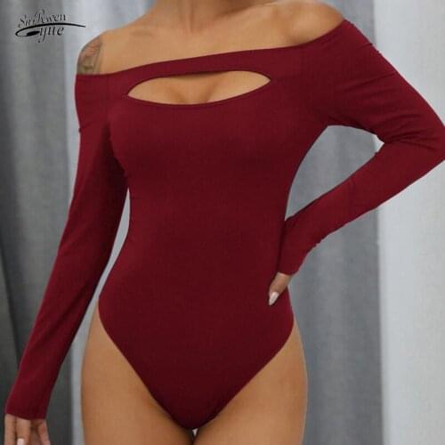 New long-sleeved collar solid color sexy tight-fitting bottoming jumpsuit Womens 2021 autumn and winter 15926