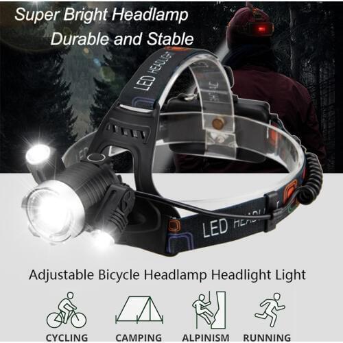Rechargeable 1500 lm 3xXM-L T6 LED Zoom Headlamp Head Light Torch Lamp with USB Line + 2x18650 +AC/Car Charger