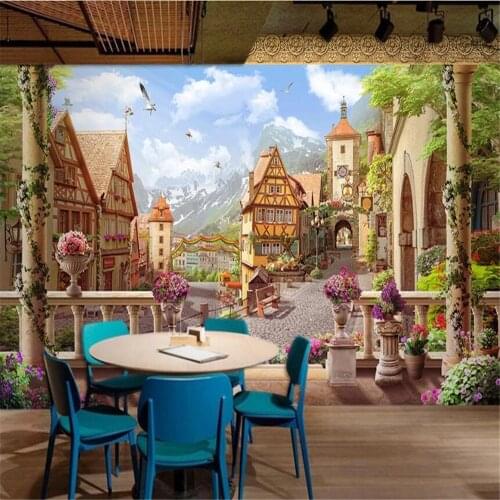 Milofi custom wallpaper mural retro European landscape background wall