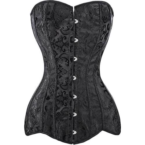 Dropshipping Corset Sexy Plus Size Erotic Zip Floral Women Bustier Corset Lingerie Tops Brocade Victorian Fashion Overbust
