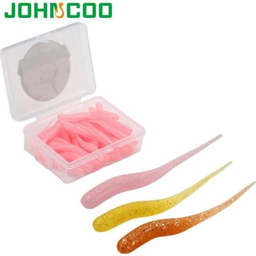 JOHNCOO 50pcs Fishing Lure Rock Fish Soft Bait 40mm 0.34g Silicone Bass Rockfish Swimbait Jig Lure Plastic Baits Worm