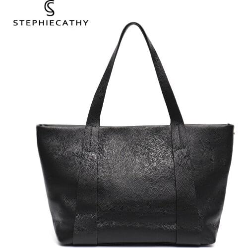 SC Luxury Genuine Leather Large Tote For Women Brand Design Fashion Shoulder Handbags Female Elegant Cowhide Crossbody Bag Purse