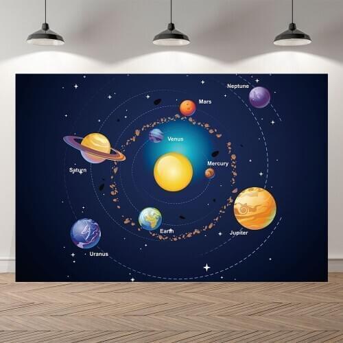 Seekpro Photography Background space plane party cartoon kids happy birthday party baby shower Backdrop Photo Photocall