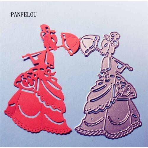 PANFELOU Metal craft sun umbrella woman paper die cutting dies for Scrapbooking/DIY Easter wedding Halloween cards