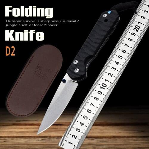 D2 Blade Folding Knife With Carbon Fiber/Titanium Alloy Handle Outdoor Camping Fruit Knife Tools Combat Pocket Knife Fishing