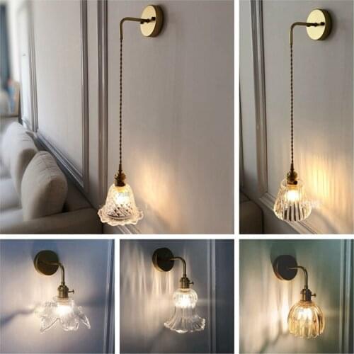 Japanese Modern Wall Lamps Brass Glass Nordic Bedroom Head Hallway Bathroom Mirror Headlights Wall Lights Led Light Fixture