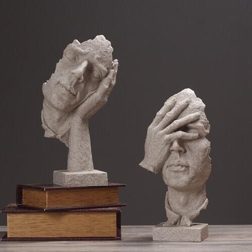 Thinker Statues Retro Abstract Characters Figurine Do Not Listen/Speak/Look Miniature Sculpture Home Desktop Craft Gift