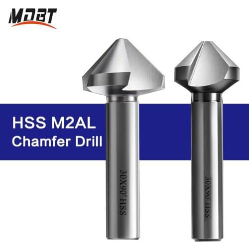 HSS M2AL Chamfer Drill 90 Degree 1 Flute 3 Flute Chamfer End Mills Tool Countersink Drill Bit Milling Cutter Diameter 6.3-50mm