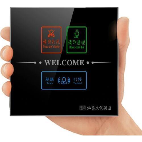 Smart Hotel Home Resident LED Waterproof Touch Doorbell Switch,Touch Wall light Switch Free customize logo word Free Shipping
