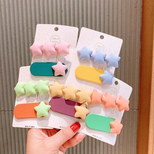 1 Pair Pentagram Hair Clips Resin Matte Star Barrettes for Baby Girls Children Hairpins Sweet Cute Hair Accessories