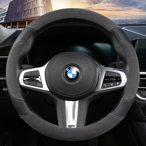 Suede Cow Leather Car Steering Wheel Cover for BMW X1 X2 X3 X4 E84 F84 F39 E83 F25 G01 F97 F26 G02 F98 Auto Accessories