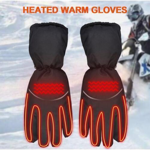 Winter Electric Heated Gloves Windproof Waterproof Anti-skid Battery Box Heating Reflective Gloves Touchscreen Hand Warmer for O