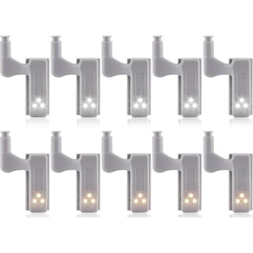 10pcs Universal LED Under Cabinet Light Cupboard Inner Hinge Lamp Closet Wardrobe Motion Sensor Light Home Kitchen Night Light