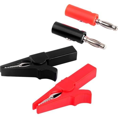 2/10/20 sets 55MM Alligator Clip + BANANA PLUG Test Probe With 4mm Banana Plug Cable Clips Socket Battery Red Black