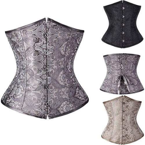 2020 Sexy Gothic Corset Jacquard Floral Underbust Corset and Waist Cincher Bustiers Top Workout Shaper Body Belt Plus Size 2XL