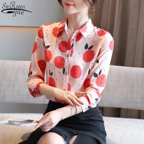 2021 Autumn New Women Blouses Fashion Chic Chiffon Shirts Long Sleeve Shirt Women Tops Elegant Floral Print Blouse Blusas 10893