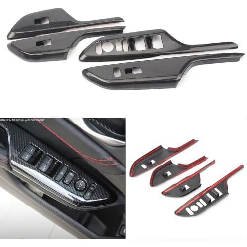 4PCS ABS Carbon Fiber Styling Car Door Armrest Window Lift Cover Protector Trim Decoration for Honda 10th Civic 2016 2017