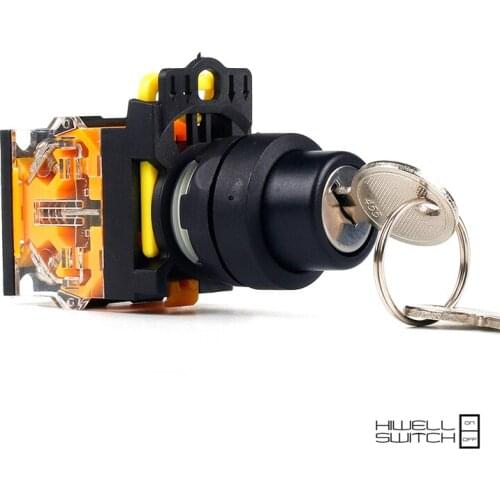 5 PCS Push button switch Selector switch Key-operated 3-Position Latching OR Momentary Waterproof IP40 LA115-B1-11YS-FU