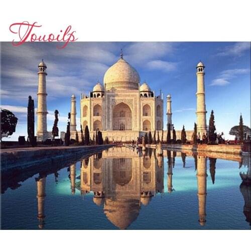 Diamond Painting Cross Stitch Muslim Mosque Full Square Diamond Embroidery Religion Pattern Rhinestone Diamond Mosaic Home Decor