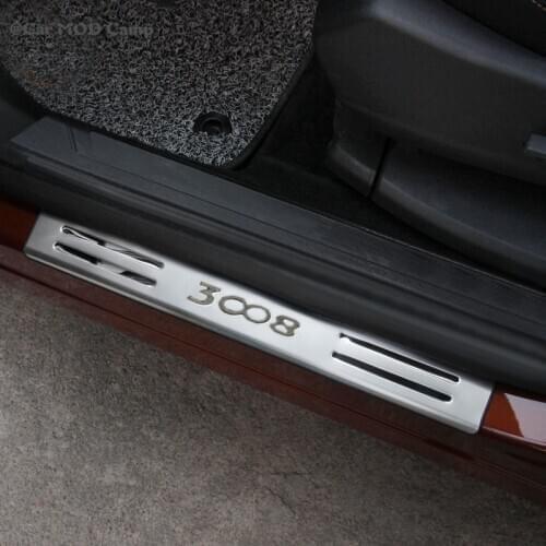 Car Accessories for Peugeot 3008 GT II 2016-2020 Stainless Steel Outer Door Sill Protector Scuff Plate Threshold Cover Trim 4pcs
