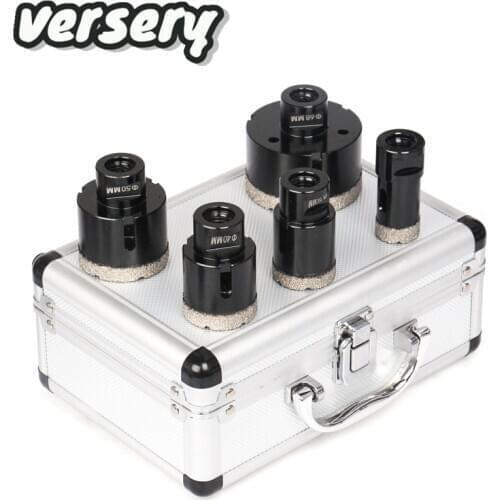 Free Shipping 5PCS/SET 25/35/40/50/68mm M14 Thread Dry Vacuum Brazed Diamond Drilling Core Bits Marble Ceramic Tile Hole Saw Kit