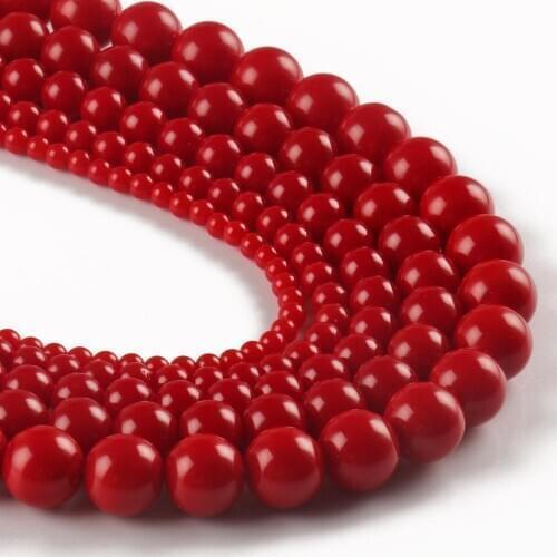 4 6 8 10 12mm Natural Red Coral Beads for Jewelry Making DIY Handmade Beaded Charm Bracelet Necklace Accessories 15'' Wholesale