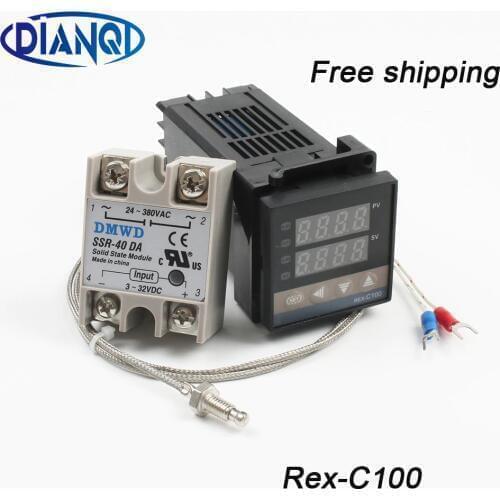 REX-C100 Digital PID Temperature Controller Thermostat SSR output + Max.40A SSR Relay + K Thermocouple Probe