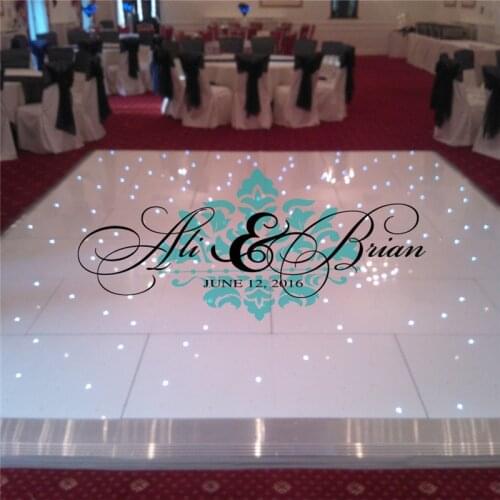 Damask Theme Dance Floor wall sticker Wedding Day Fancy calligraphy Font Dance Floor Personalized Names Vinyl Lettering HY119