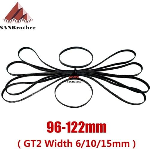 3D Printer Parts GT2 Closed Loop Timing Belt Rubber 2GT 6mm 96 98 100 102 104 106 108 110 112 114 116 118 120 122mm Synchronous
