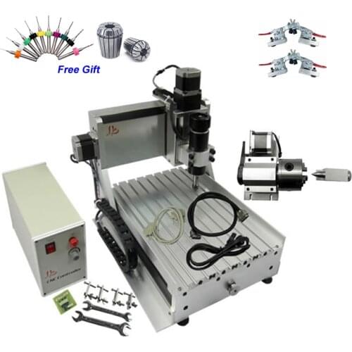 USB / Parallel port Mini CNC Engraving Machine 500W 4 Axis 3020 CNC Router Lathe Woodworking