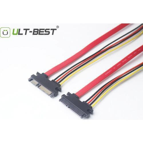 ULT-Best 5PCS 22Pin SATA Cable Male to Female 7+15 Pin Serial ATA SATA Data Power Combo Extension Cable 30cm 50cm