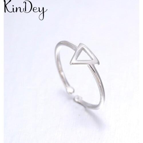 Kindey New Trendy Silver Color Triangle Rings For Women Men Boho Vintage Jewelry Adjustable Size Finger Rings