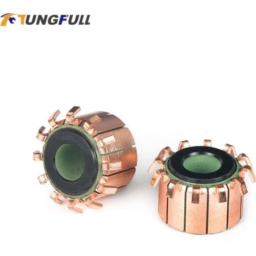 TUNGFULL 15x6.35x10mm 2Pcs Copper Rod Alternator Motor Collector Micro-Drilled Tones Collector For Armature Reversing Tool