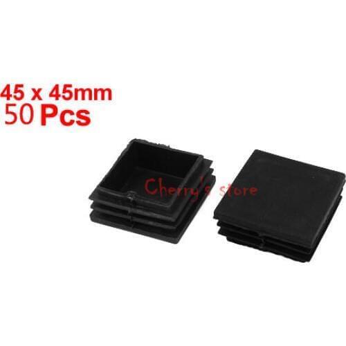 Best Promotion Wholesale Price 50 Pcs 45x45mm Plastic Square Tubing Tube Pipe End Plug Caps Inserts Black
