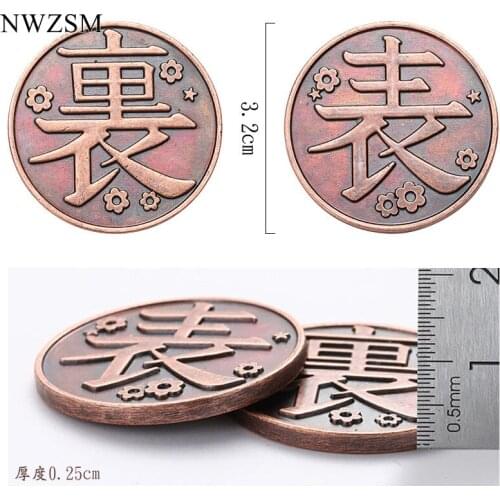 1pcs Demon Slayer Tsuyuri Kanawo Metal Coins Anime Coin Badges Cosplay Props Collection