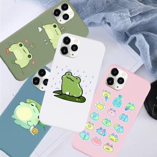 Mint Green Cute Cartoon Frog Phone Case for IPhone 12 11 Pro MAX XR XS MAX X 6S 7 8 Plus SE 2020 Soft Silcone Cover Fundas Shell