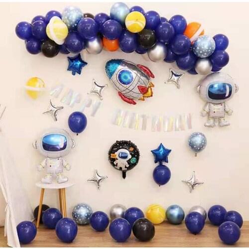 Outer space rocket astronaut balloon garland set toy aluminum foil balloon kids birthday party decoration